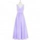 Lilac Azazie Elaine - Floor Length Chiffon V Neck Back Zip Dress - Charming Bridesmaids Store