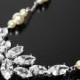Wedding Statement Necklace, Ivory Pearl CZ Bridal Necklace, Swarovski Pearl Sterling Silver Dainty Necklace, Bridal Jewelry, Wedding Jewelry - $36.00 USD