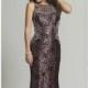 Rose/Black Beaded Textured Gown by Dave and Johnny - Color Your Classy Wardrobe