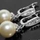 Pearl Bridal Earrings, Swarovski 10mm Ivory Pearl Sterling Silver Earrings, Pearl Leverback Earrings, Bridal Pearl Jewelry, Wedding Jewelry - $31.90 USD