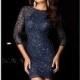 Navy Embellished Long Sleeved Dress by Scala Couture - Color Your Classy Wardrobe