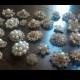 10 pcs Assorted New GOLD or SILVER Rhinestone Button Brooch Embellishment Pearl Crystal Button Wedding Brooch Bouquet Cake Hair Comb