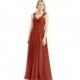 Rust Azazie Kaitlynn - Floor Length Chiffon V Neck Back Zip Dress - Charming Bridesmaids Store