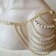 Wedding Dress Gold Shoulder, Wedding Shoulder Jewelry, Gold Shoulder Necklace, Wedding Dress Accessory - $120.00 USD