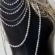 Silver Shoulder Necklace, Pearl Bridal Shoulder Jewelry, Shoulder Jewelry, Wedding Shoulder Jewelry, Bride Shoulder Jewelry - $189.00 USD