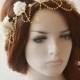 Gold Wedding Hair Vine, Gold Bridal Head Piece, Flower Hair Vine, Wedding Headband, Hair Jewelry, Hair Accessory - $59.00 USD