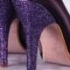 Lapis Purple Wedding Shoes / Glitter Heel / High Heel Wedding Shoes / Closed Toe Bridal Shoes / Unique Wedding Accessories / Glitter Wedding