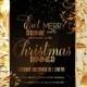 Christmas Party Happy new year invitation with gold vinage branch