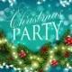 Christmas party invitation with fir wreath branches and balls