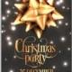 Christmas party invitation gold bow and garland lights