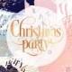 Merry Christmas party invitation poster in memphis stile