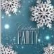 Merry Christmas Party Invitation with gold snowflake and lights confetti