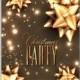 Christmas party invitation gold bow and garland lights