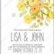 Yellow roses, peony, anemone wedding invitation vector template