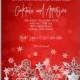 Merry Christmas winter party invitation with silver snowflakes