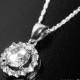 Cubic Zirconia Bridal Necklace, Dainty CZ Wedding Necklace, Crystal Charm Necklace, Bridal Cubic Zirconia Jewelry CZ Sterling Silver Pendant - $28.50 USD