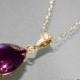 Amethyst Crystal Necklace Swarovski Purple Rhinestone Amethyst Gold Wedding Necklace Purple Necklace Amethyst Teardrop Necklace - $25.90 USD