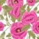 Seamless pattern with magenta poppy flowers and buds