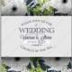 Anemone Wedding invitation card in light gray and navу leaves