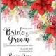 Poinsettia Wedding Invitation card winter floral Christmas Party wreath
