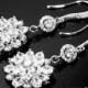 Cubic Zirconia Bridal Earrings Clear Crystal Chandelier Earrings Luxury CZ Dangle Earrings CZ Bridal Crystal Jewelry Prom Crystal Earrings - $34.90 USD