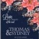 Wedding Invitation with bridal shower invitation bouquets of rose, peony, orchid, anemone, camellia