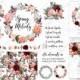 Rose peony wedding invitation clipart floral set png