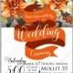 Orange peony wedding invitation template