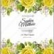 Yellow rose floral wedding Invitation printable vector template