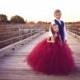 Flower girl dress - Tulle flower girl dress - Wine Dress - Tulle dress-Infant/Toddler - Pageant dress - Princess dress - Wine flower dress