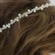 Vintage Inspired Bridal Headband Pearl and Rhinestone Art Deco Wedding Hair Accessory Simple Thin Crystal Hairband Bohemian Forehead Halo - $38.00 USD
