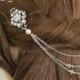 Art Deco Inspired Crystal Bridal Headpiece Flapper Back Hair Piece Gatsby Downton Abbey Head chain Wedding Hair Drape Vintage Boho Hair Wrap - $82.00 USD
