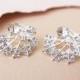 Art Deco Inspired Bridal Crystal Stud Earrings Great Gatsby Wedding Jewelry Silver Fan Stud Sparkly Earrings 1920s 1930s Vintage Bride COLIN - $37.00 USD