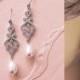 Crystal Bridal Earrings Art Deco Wedding Earrings Chandelier Bridal Earrings Swarovski Teardrop Pearl Grade AAA Cubic Zirconia Gatsby EDNA - $55.00 USD