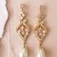 Art Deco Inspired Gold Bridal Earrings Crystal Wedding Earrings AAA Cubic Zirconia Sparkle Gatsby Jewelry 1920s Statement Chandelier EDNA - $55.00 USD