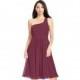 Mulberry Azazie Camellia - Strap Detail One Shoulder Knee Length Chiffon Dress - Charming Bridesmaids Store