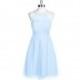 Sky_blue Azazie Mackenzie - Knee Length Halter Illusion Tulle Dress - Simple Bridesmaid Dresses & Easy Wedding Dresses