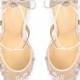 Opal crystal embellished and beaded wedding shoes heels with ankle straps Bella Belle Florence