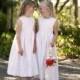Ankle-Length Simple Raglan Sleeve Scoop Neck White Satin Zipper Up Beading Flowergirl Dress - overpinks.com