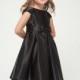 Black Satin Cap Sleeve Dress w/Bow Style: D4080 - Charming Wedding Party Dresses
