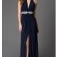 Xcite Halter Floor Length Prom Dress with Jewel Waist - Brand Prom Dresses
