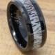 Black Tungsten Wedding Band, Real Deer Antler Inlay, Mens Personalized Ring, Free Custom Engraving, 8MM Black Ring, Comfort Fit