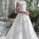 Chic Organza Satin Jewel Neckline A-line Wedding Dresses With Beadings - overpinks.com