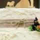 Silhouette wedding cake topper, Couple Kissing with English Bulldog, wedding cake topper, Bride and groom cake topper, Wooden Cake Topper