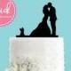 Couple Kissing with Yorkshire Terrier Dog Acrylic Wedding Cake Topper