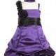 Purple Satin Gathered Bubble Dress w/ Two Tone Flower Style: D719 - Charming Wedding Party Dresses