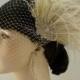 Hollywood Glitz - Rhinestone Bridal Feather Fascinator, Champagne Feather Fascinator, Bridal Headpiece, Wedding Hair Accessory, Wedding Veil