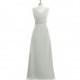 Silver Azazie Mya - V Neck Floor Length V Back Chiffon Dress - Simple Bridesmaid Dresses & Easy Wedding Dresses