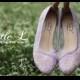 Wedding Shoes - Bridal Purple Lace Heels or Flat Custom