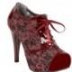 Wedding shoes, Bridal shoes, BURGUNDY 11cm Heel Lace Weding shoes  with Tulle roses AS#4